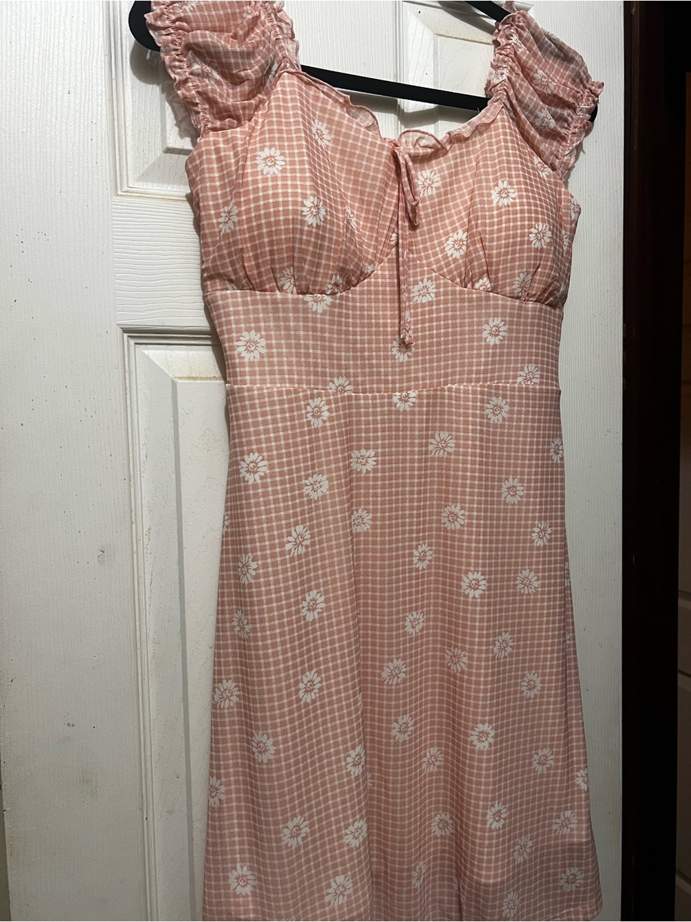 No Boundaries Blush Pink Gingham Floral Midi Dress